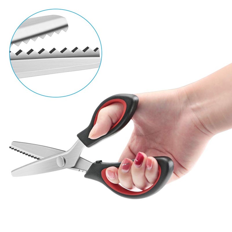YAZEMKEL Pinking Shears Serrated,Comfort Grips Handled, Professional Dressmaking Sewing Craft Zig Zag Cut Scissors, Suitable for Many Kinds of Fabrics and Paper, 9 Inch - Image 5